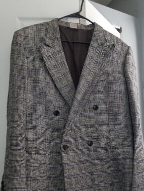 Gucci Black & Gray Glen Plaid Double-Breasted Blazer